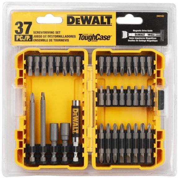 KIT DW2163 - JOGO DE 37 PEÇAS PARA PARAFUSAR COM ESTOJO - ( PHILIPS, FENDA, QUADRADA E TORX) - DEWALT