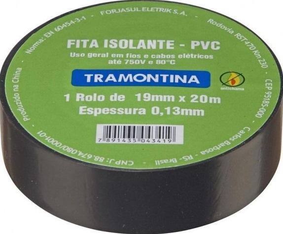 FITA ISOLANTE PRETA 20M 0,13MM X 19MM - TRAMONTINA FITA ISOLANTE PRETA 20M 0,13MM X 19MM - TRAMONTINA